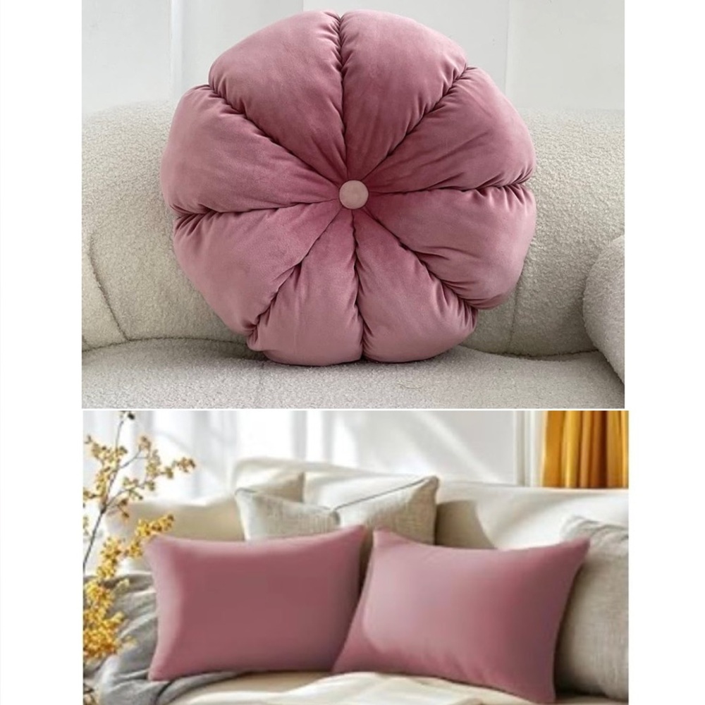 Dusty pink velvet throw pillows set of three